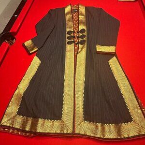 J. Peterman Gold Brocade Three-Quarter Length Evening Coat – Size 10